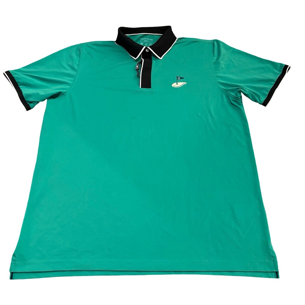 Psycho Bunny Sport Mens Green Golf Polo Shirt Size 8 XXL Short Sleeve Stretch